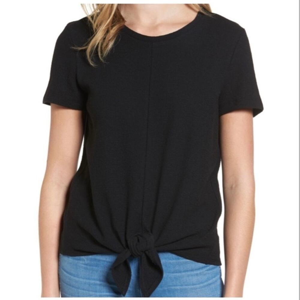 Madewell Tie Front Black Tee size M